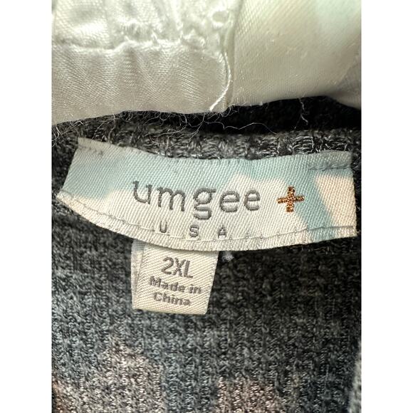 UMGEE | Plus Size Gray Ribbed Lightweight Waterfall Open Front Cardigan | 2XL - Picture 5 of 5